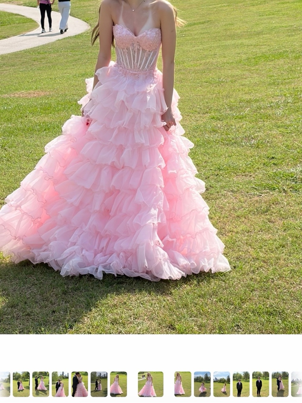 Sweetheart Ruffled Ball Gown Prom Dress in Light Pink